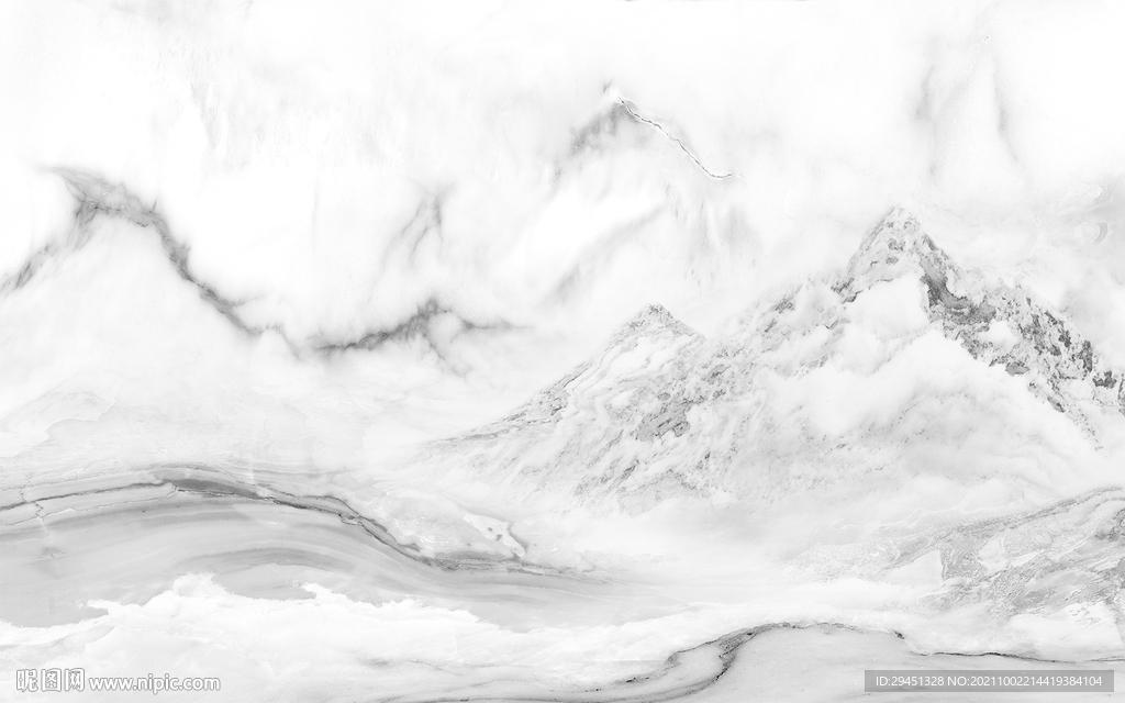 爵士白山水墙画 tif分层