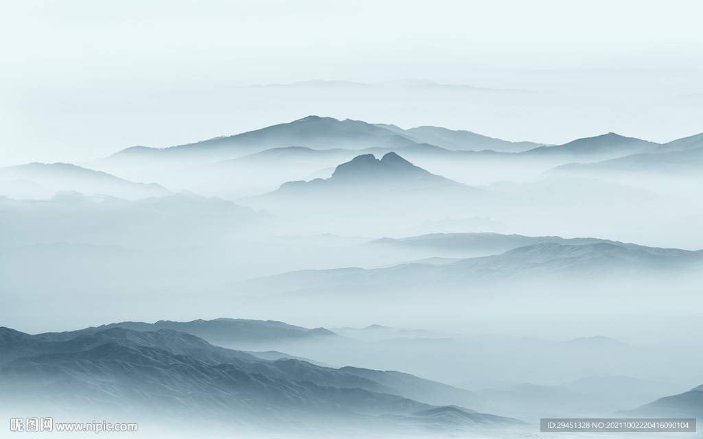 人气 山水背景墙画 tif分层