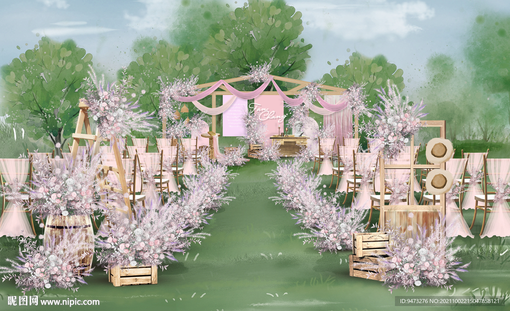 粉色系户外仪式区