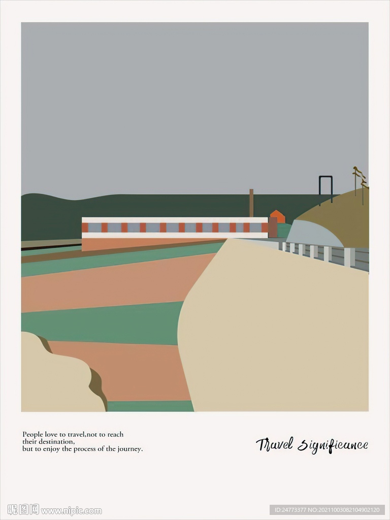 抽象村庄风景画