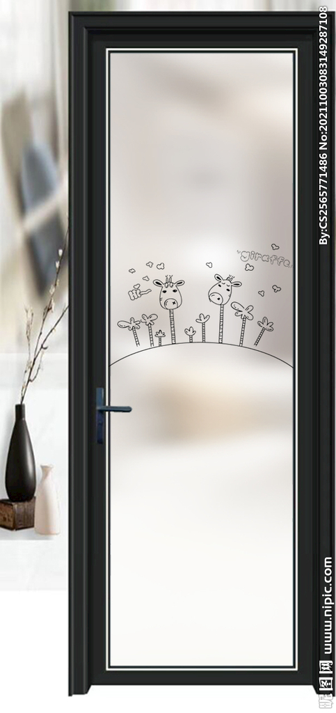 高清分层透明底平开门打印图