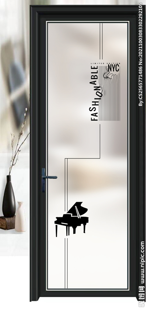 高清分层透明底平开门打印图