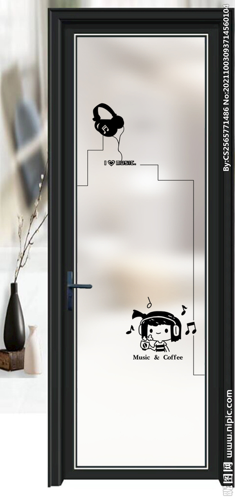 高清分层透明底平开门打印图