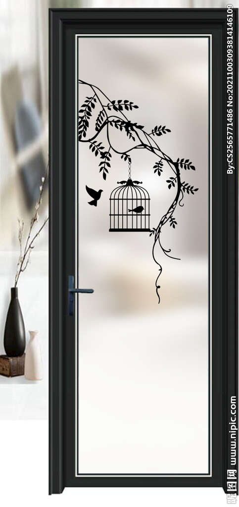 高清分层透明底平开门写真图