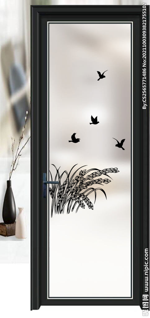 高清分层透明底平开门写真图