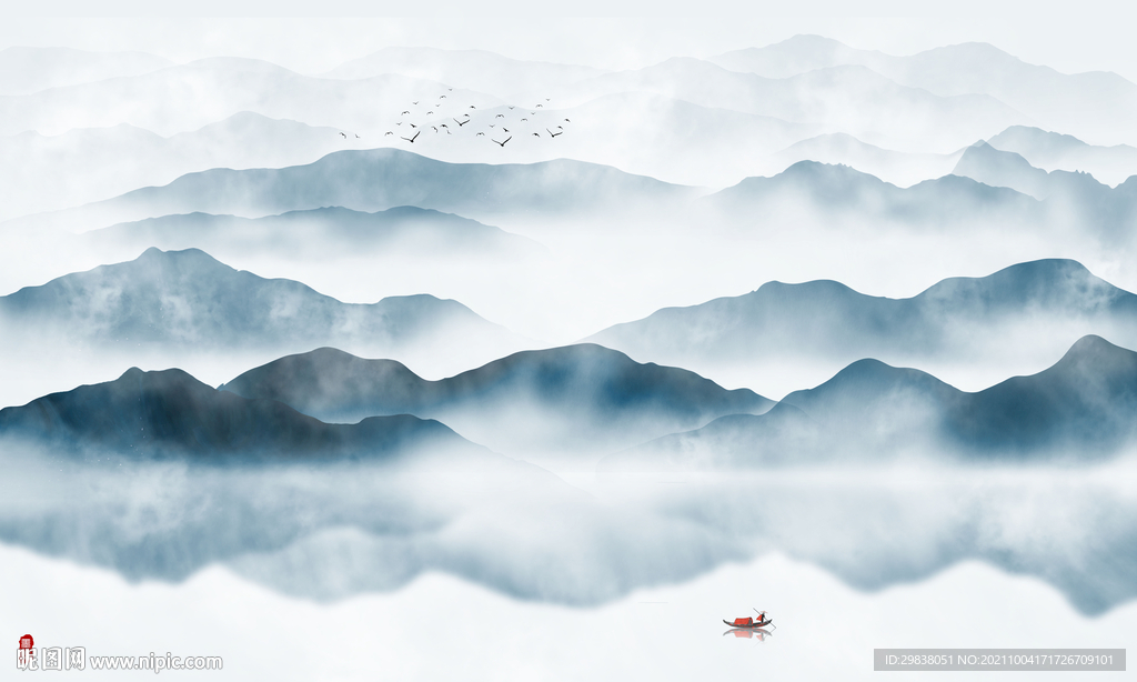 意境水墨山水画