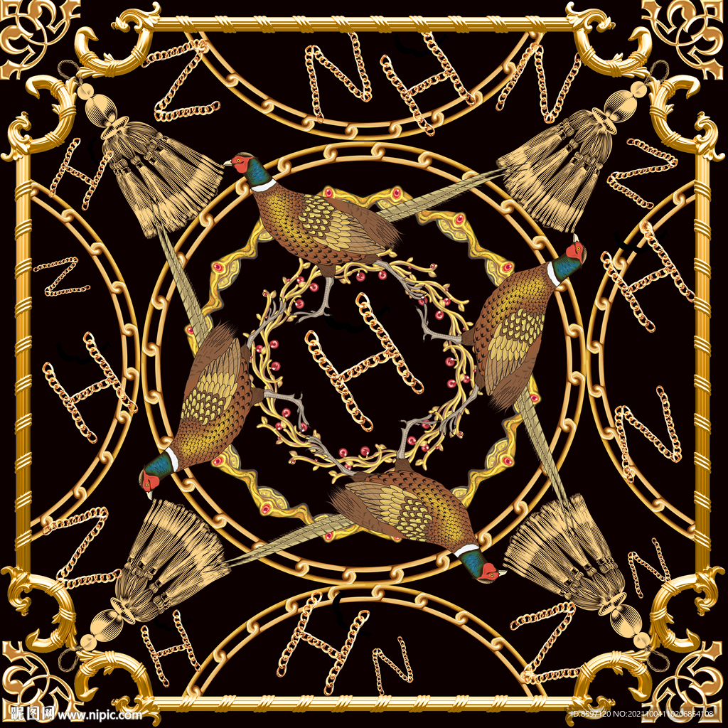 复古动物鸟儿丝巾