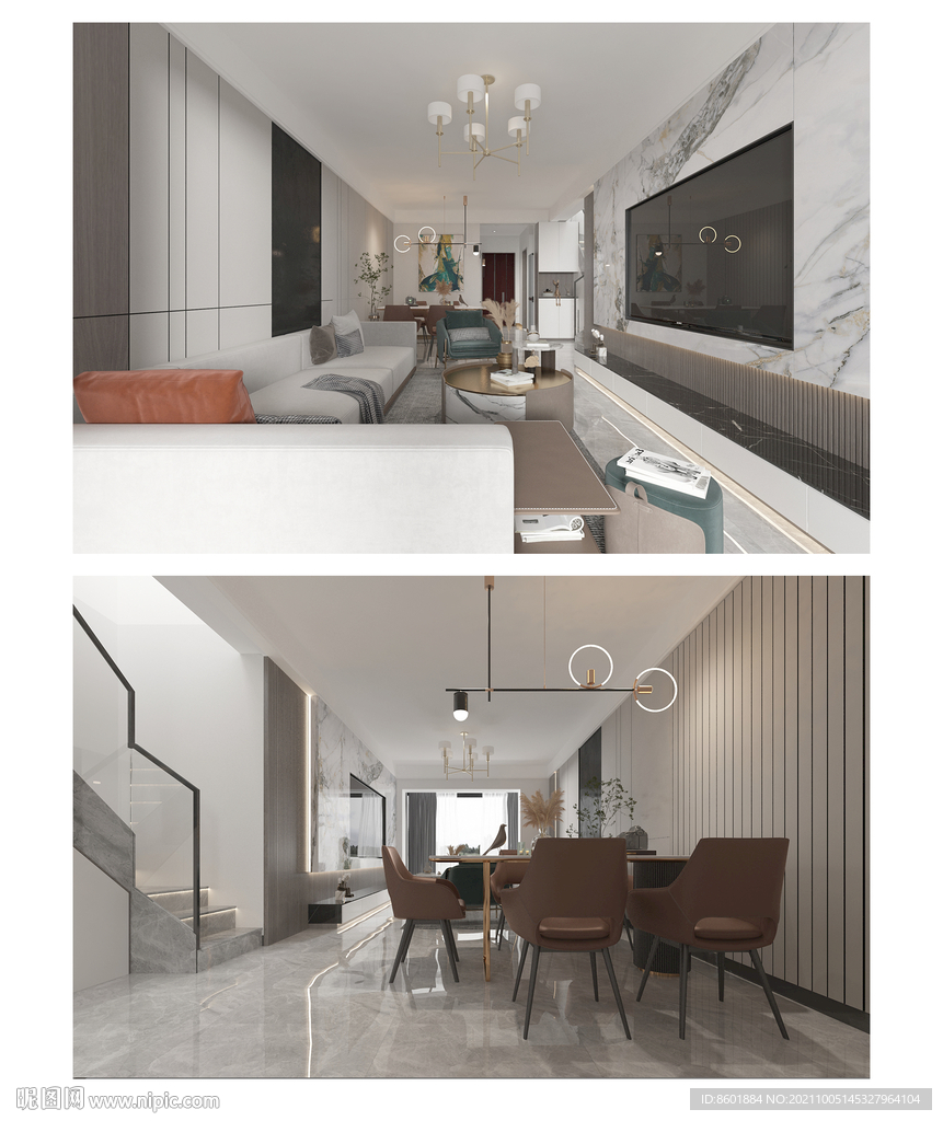 现代客餐厅 电视背景墙 轻奢风