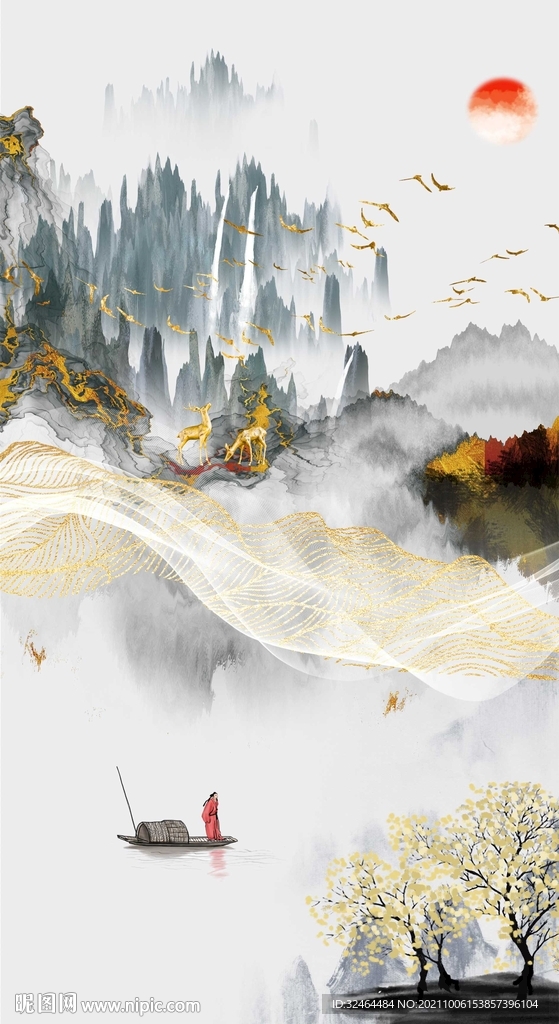 新中式山水玄关