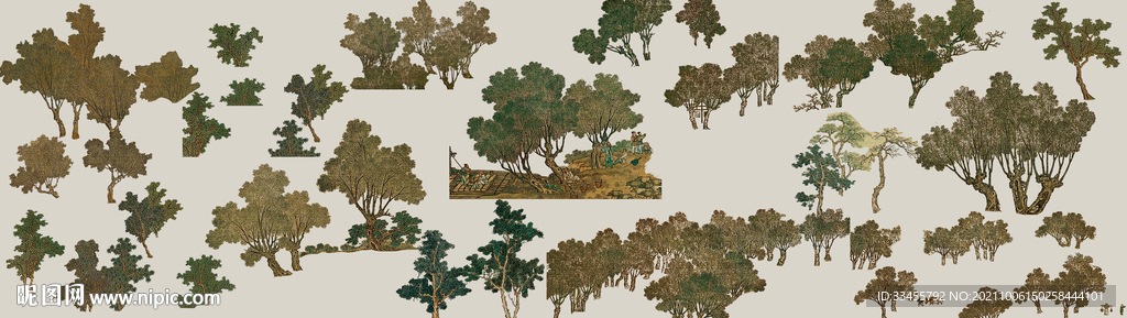 国画水墨风格树素材