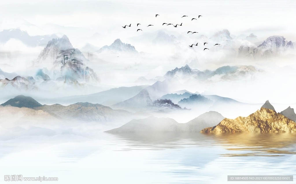 新中式山水背景墙