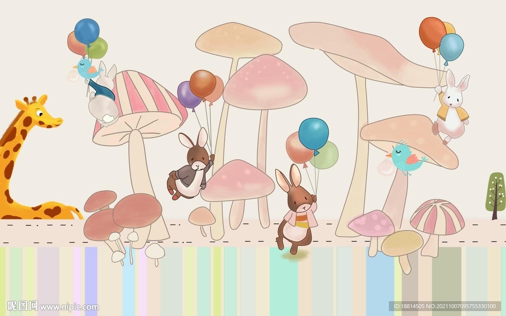 儿童卡通壁纸壁画背景墙