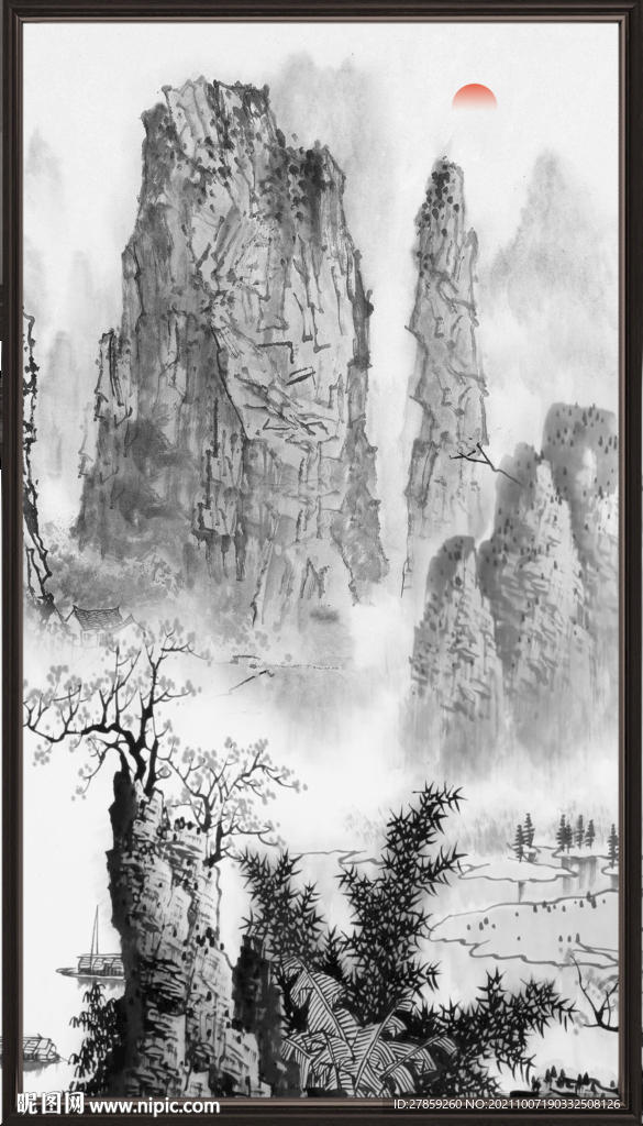 山水国画山水风景