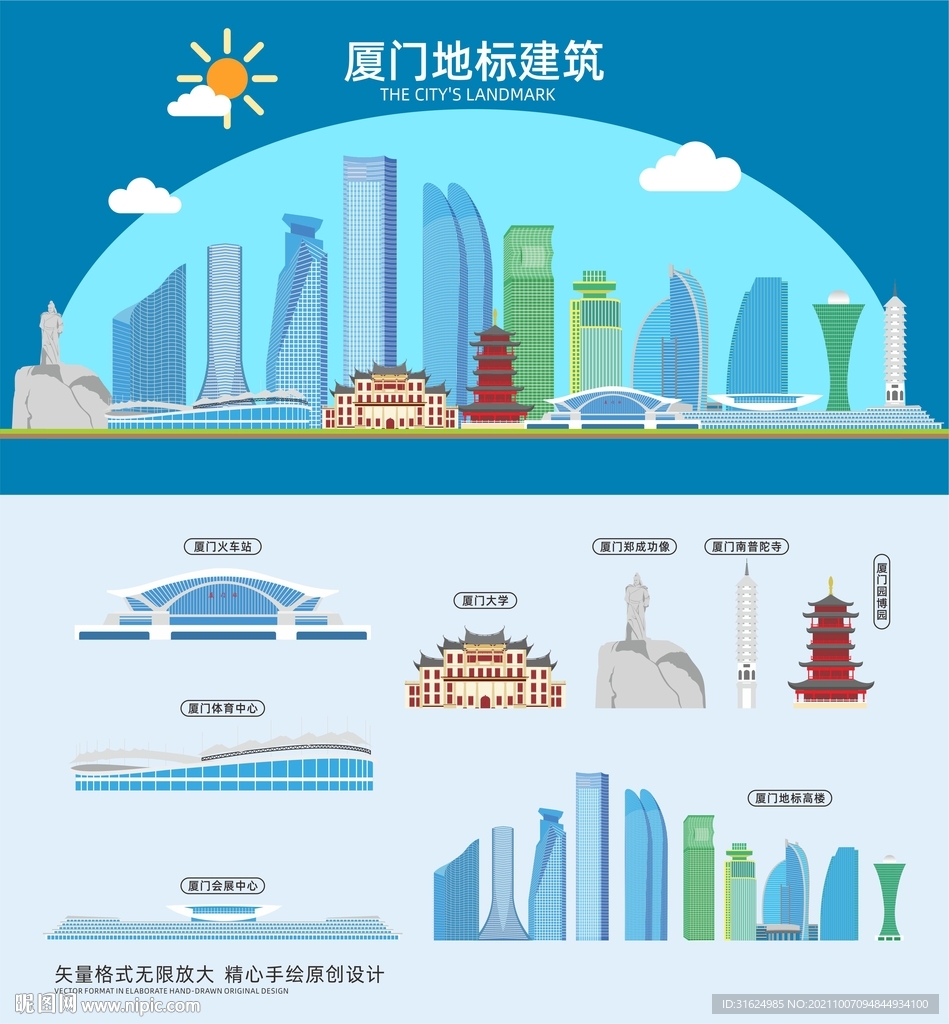 厦门地标建筑剪影