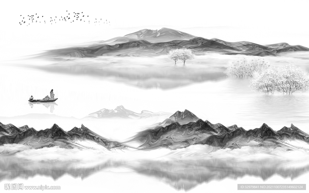 人气 最新灰色山水 文件分层 