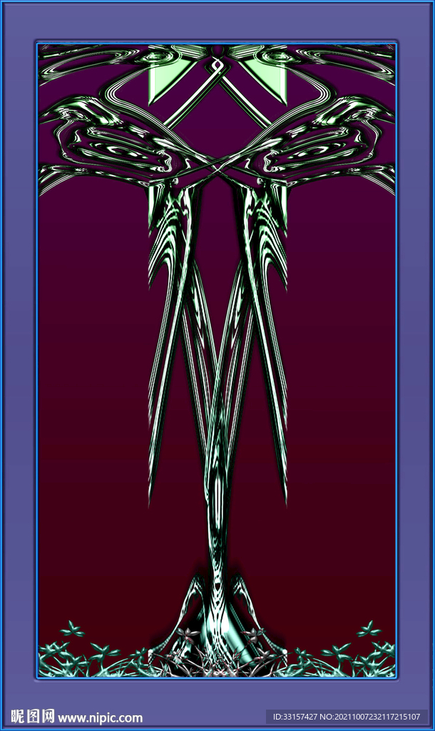 金属质感玄关双喜图