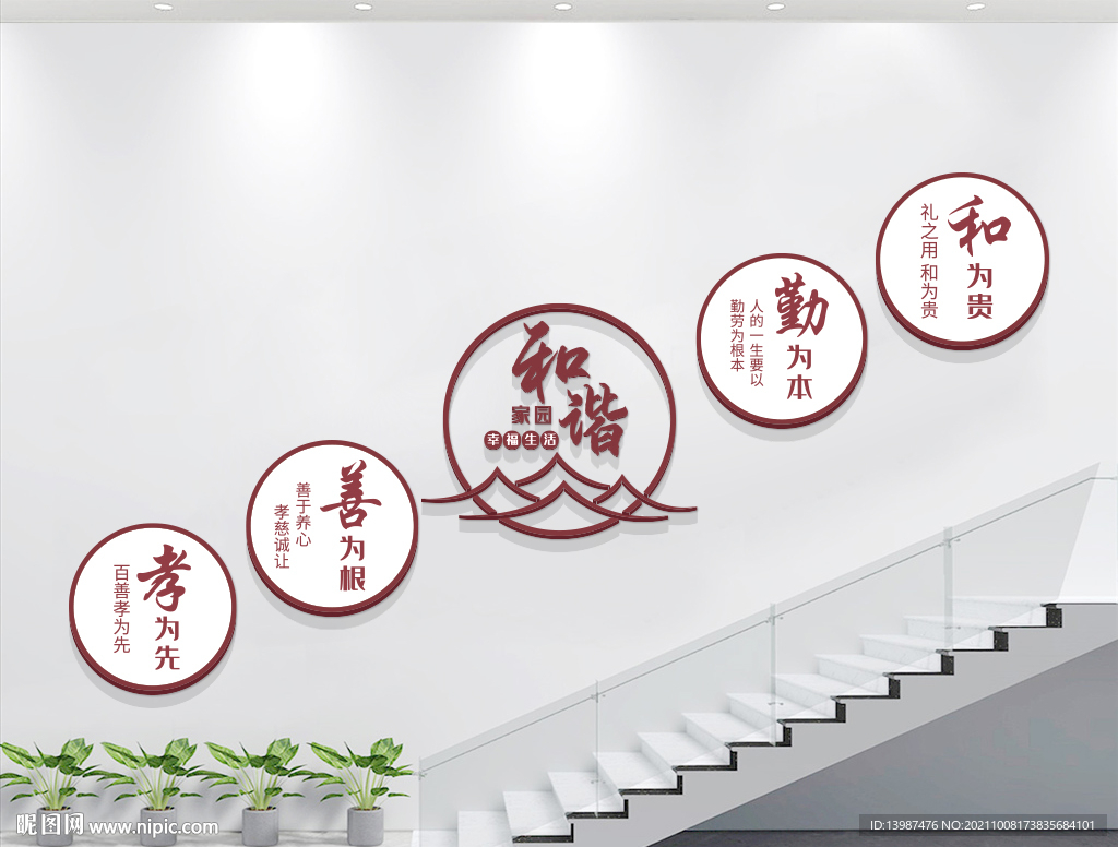 和谐社区楼梯文化墙