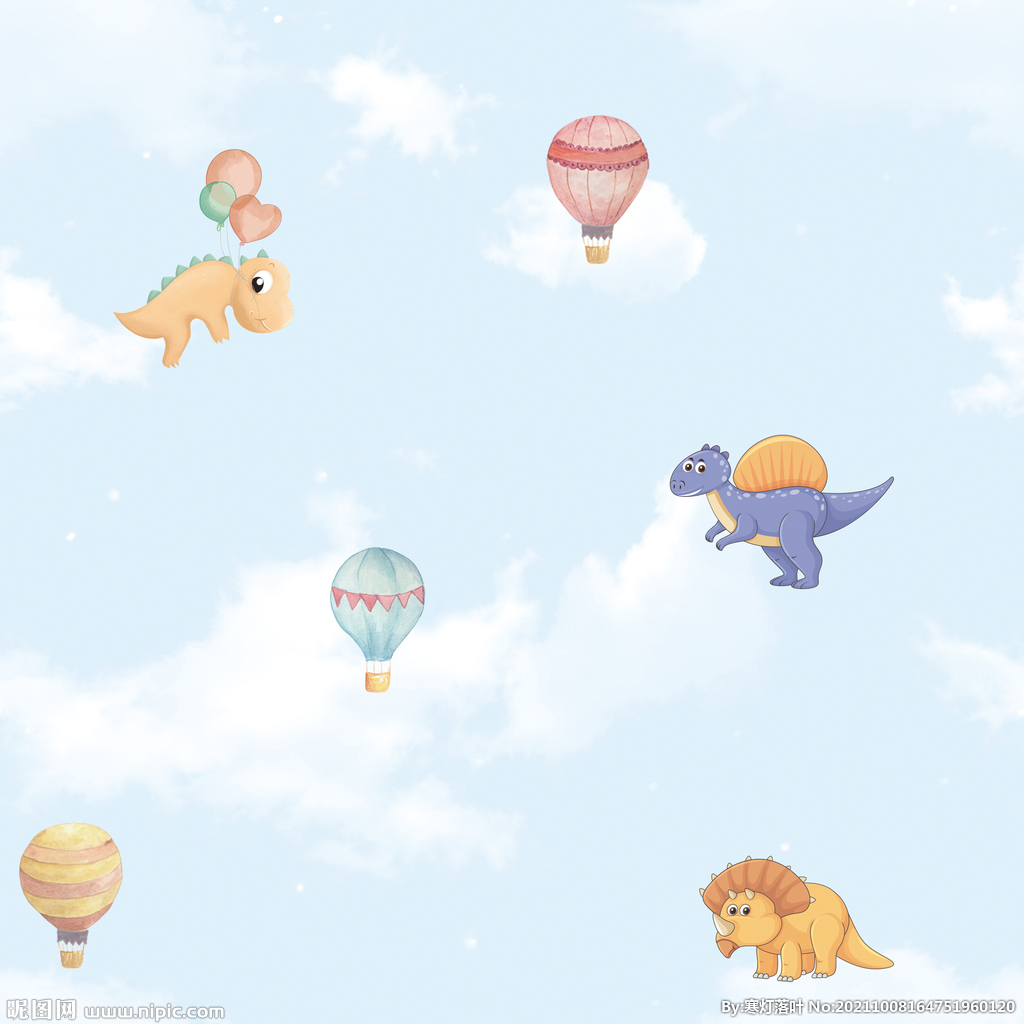 儿童房卡通墙纸图案 