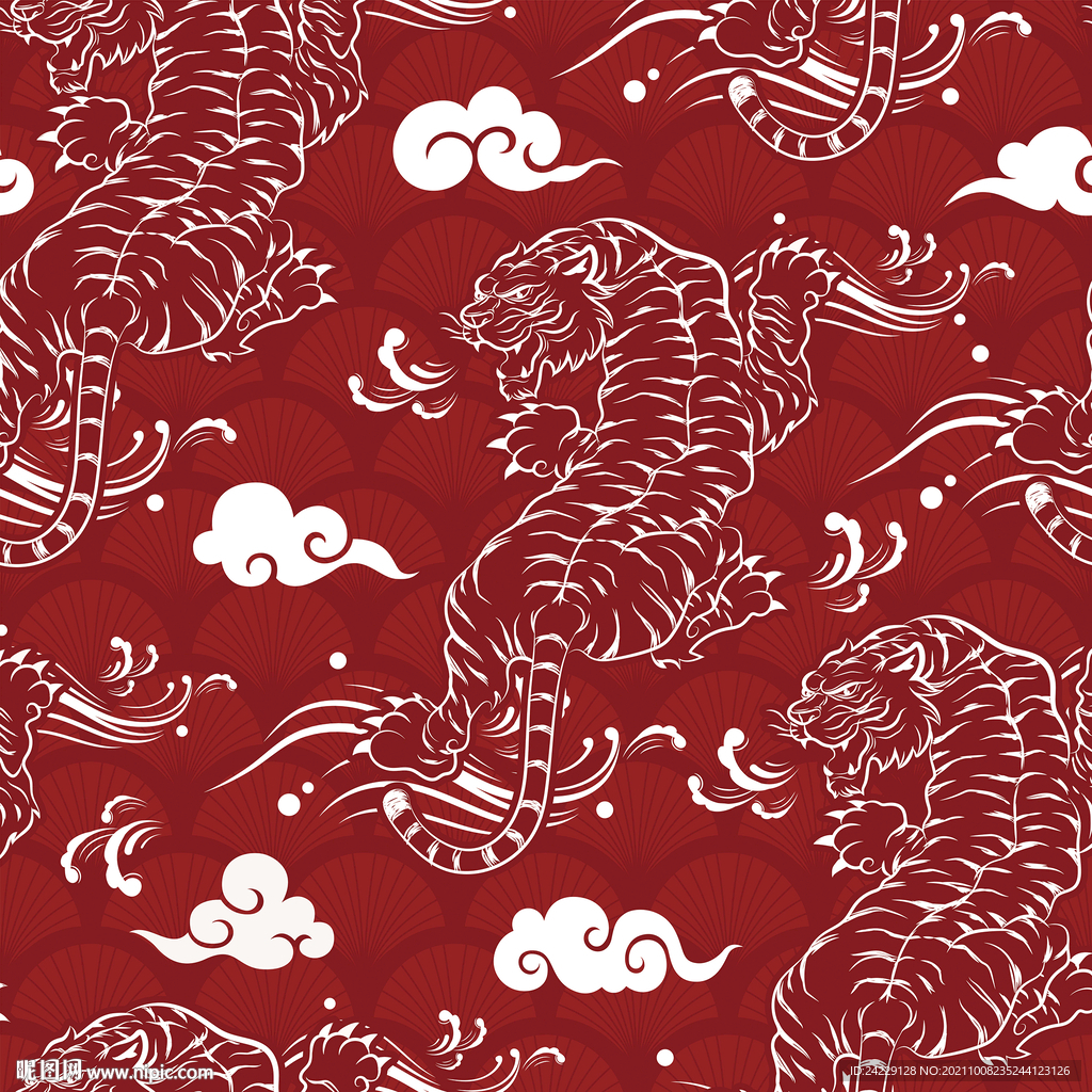东北虎印花图案 中国风装饰画