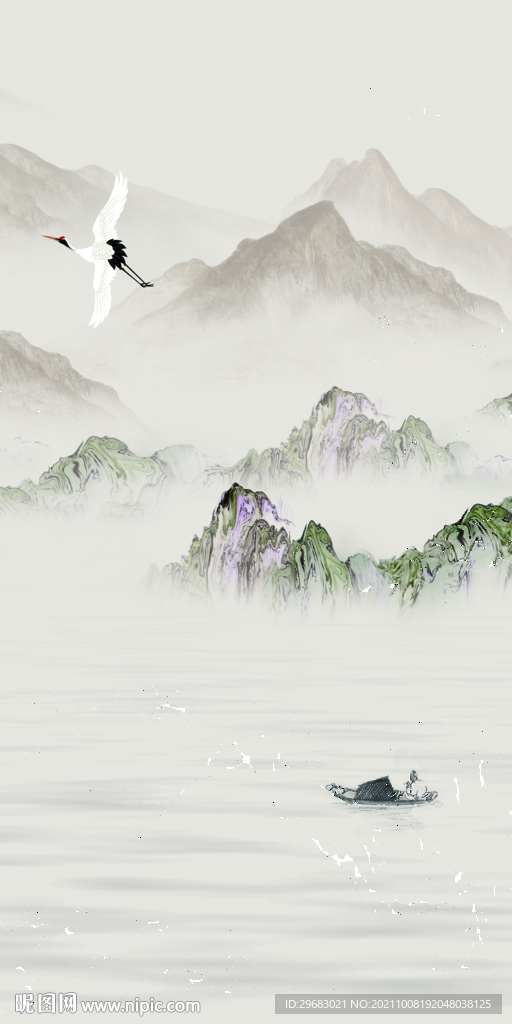 国画玄关装饰图 TIF分层画