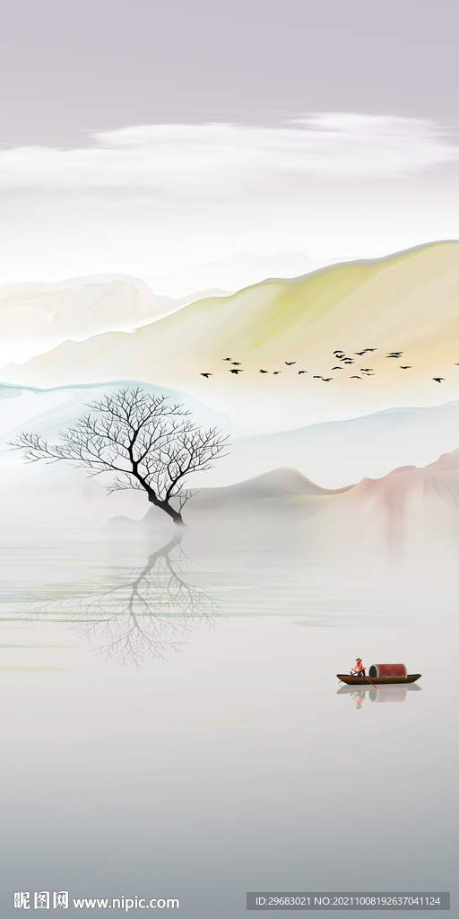 新中式玄关装饰图 TIF分层画