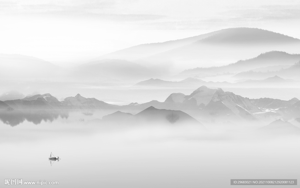 人气 风景灰色山水 tif分层