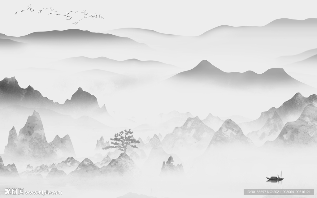 大气客厅风景山水 TIF分层