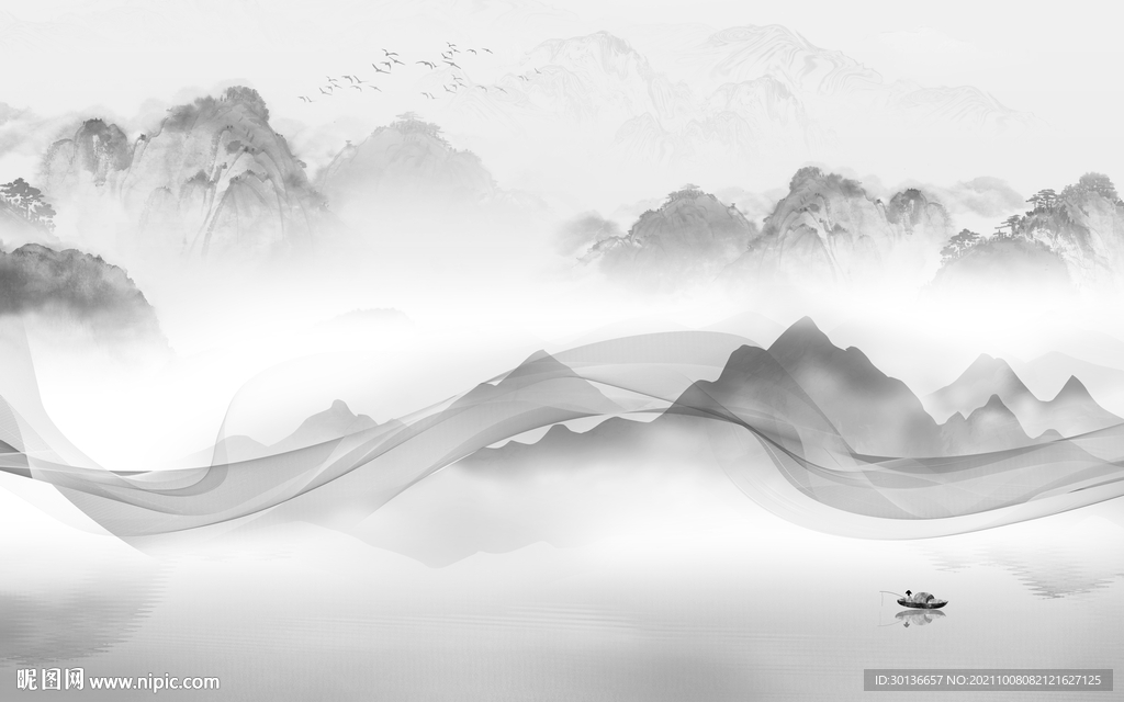 高清 客厅风景山水 TIF分层