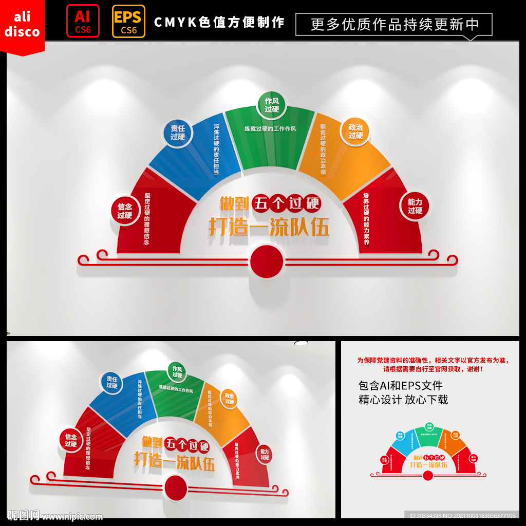 五个过硬党建文化墙
