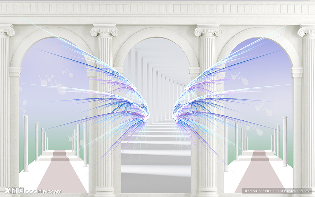 网红现代立体翅膀背景墙