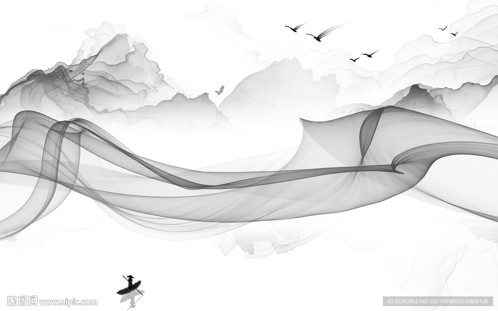 别墅 简约灰色山水 TIF分层