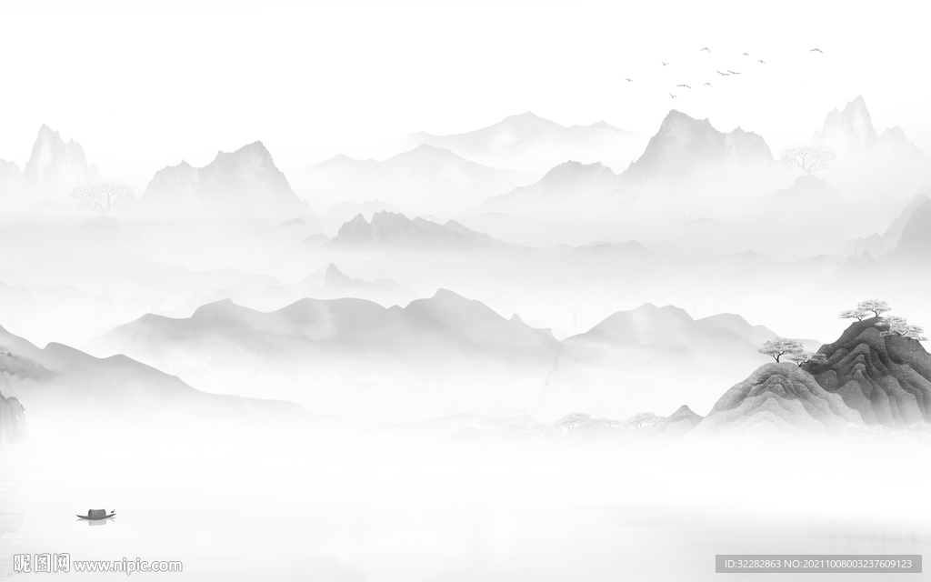 新款 简约灰色山水 TIF分层