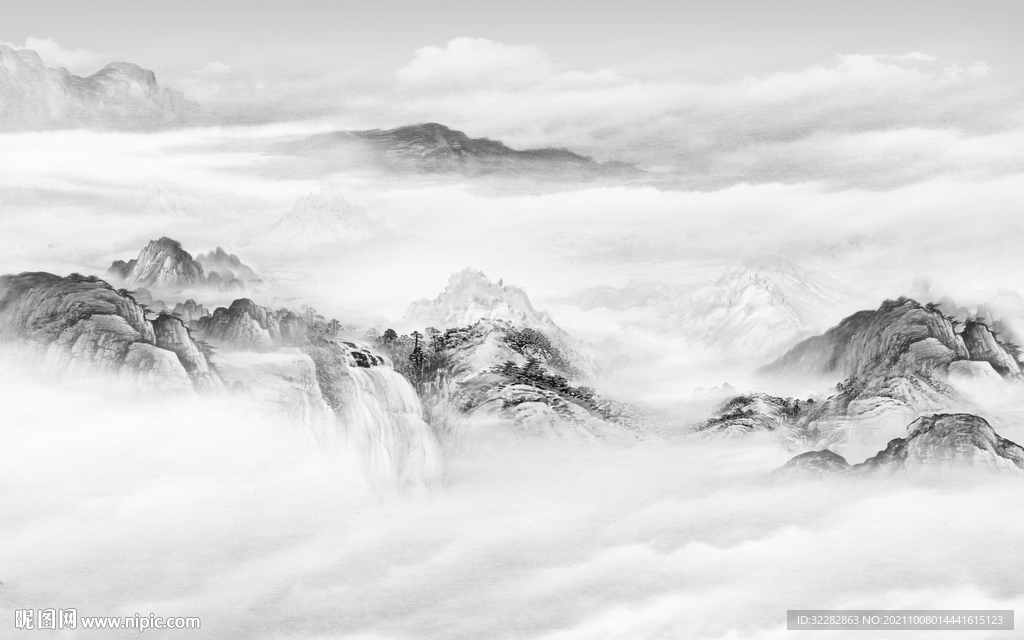 现代 简约灰色山水 TIF分层