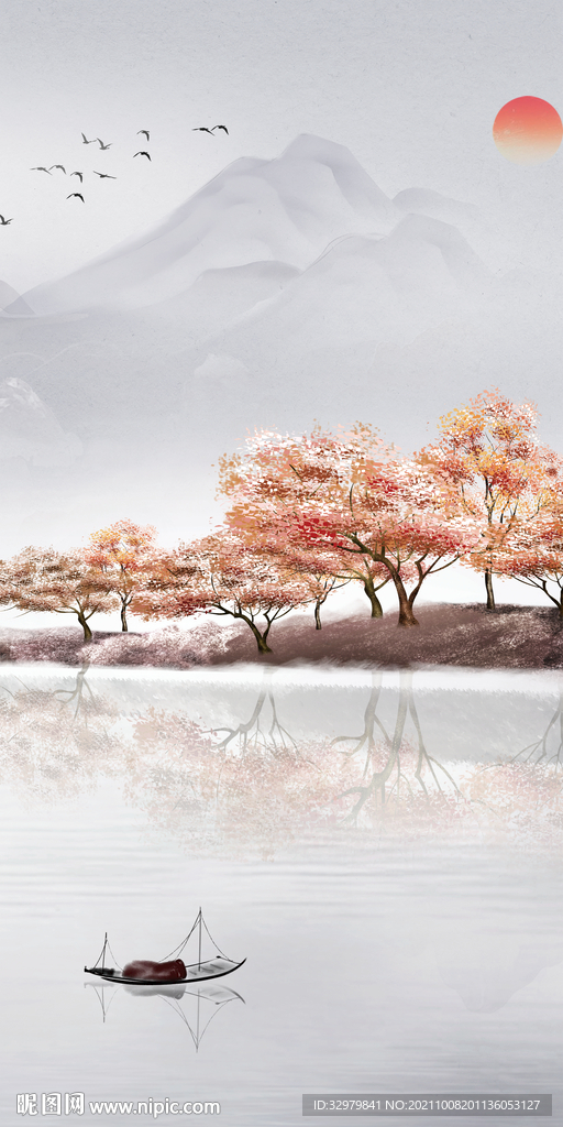 中式风景玄关山水 TIF分层