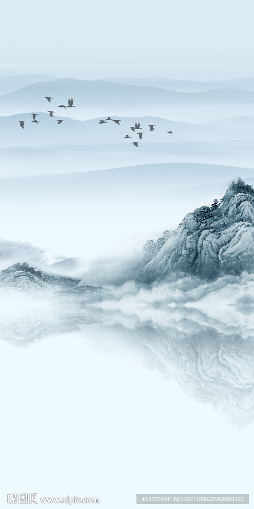 高清 玄关简约山水 TIF分层