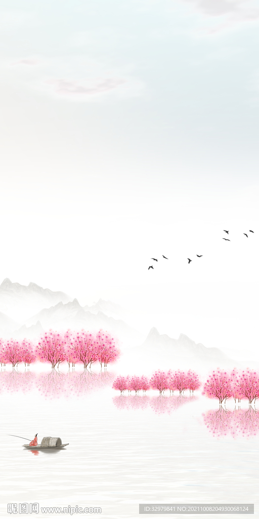 意境 玄关大气山水 TIF分层