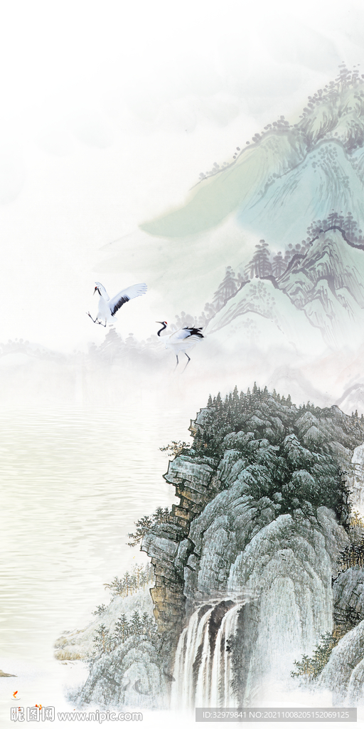 国画玄关意境山水 TIF分层
