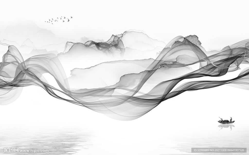 简约客厅风景山水 TIF分层