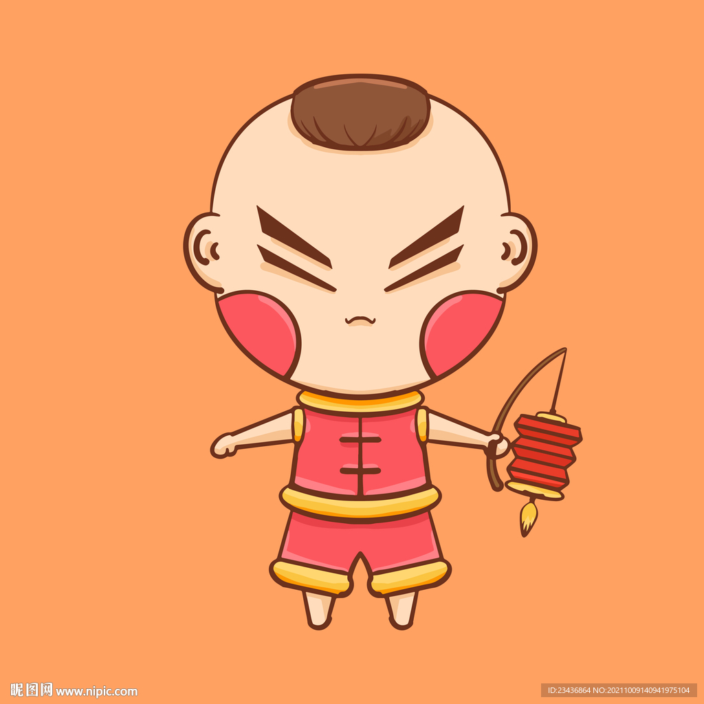 手绘卡通年画小男孩插画设计