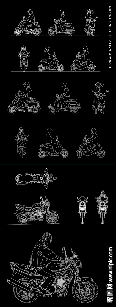 摩托车人物CAD图库