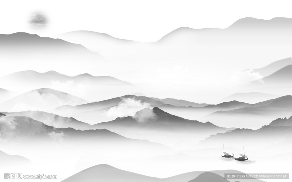 意境灰色山水背景 tif分层