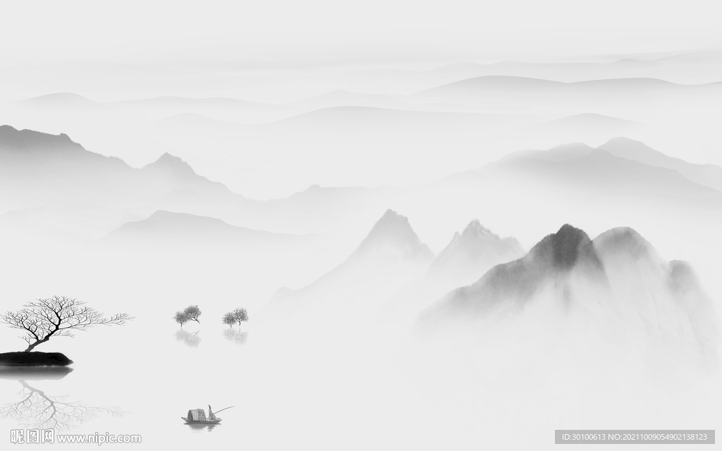 最新客厅意境山水 文件分层 