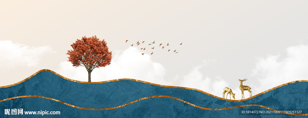 晶瓷画 山水风景画 抽象画