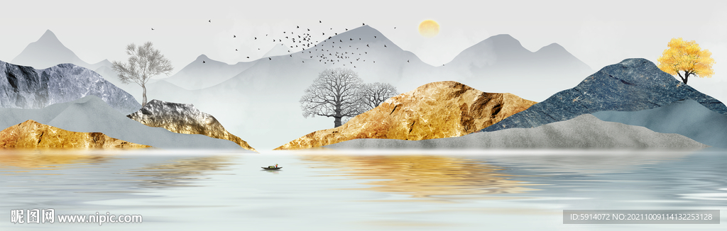晶瓷画 山水风景画 新中式