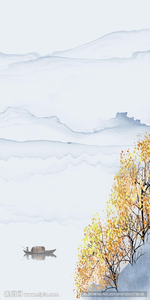 中国风新玄关画 tif分层图 