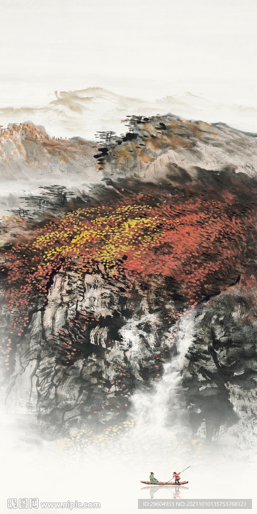 中式玄关山水 TIF分层画 