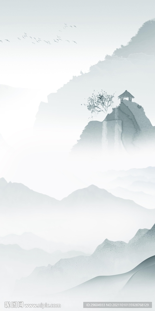 现代玄关山水 TIF分层画 