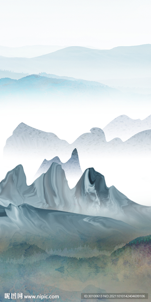 最新 现代玄关山水 tif分层