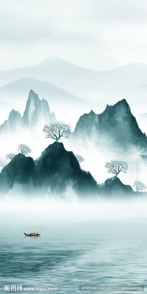 中国风玄关山水新画 tif分层