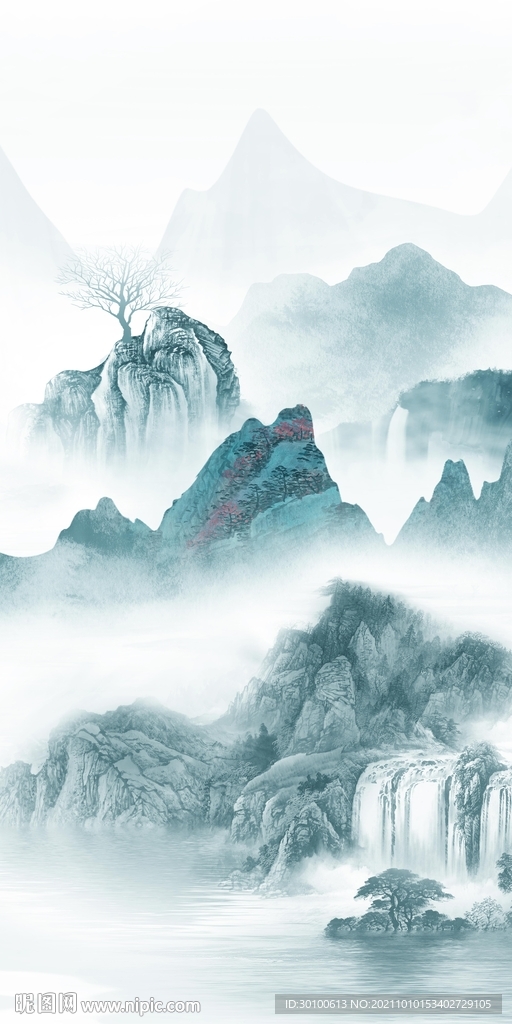 新中式玄关山水新画 tif分层